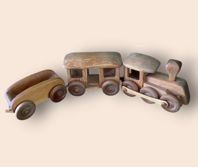 Handgemaakte houten speelgoedtrein met wagons Debresk/Telleby